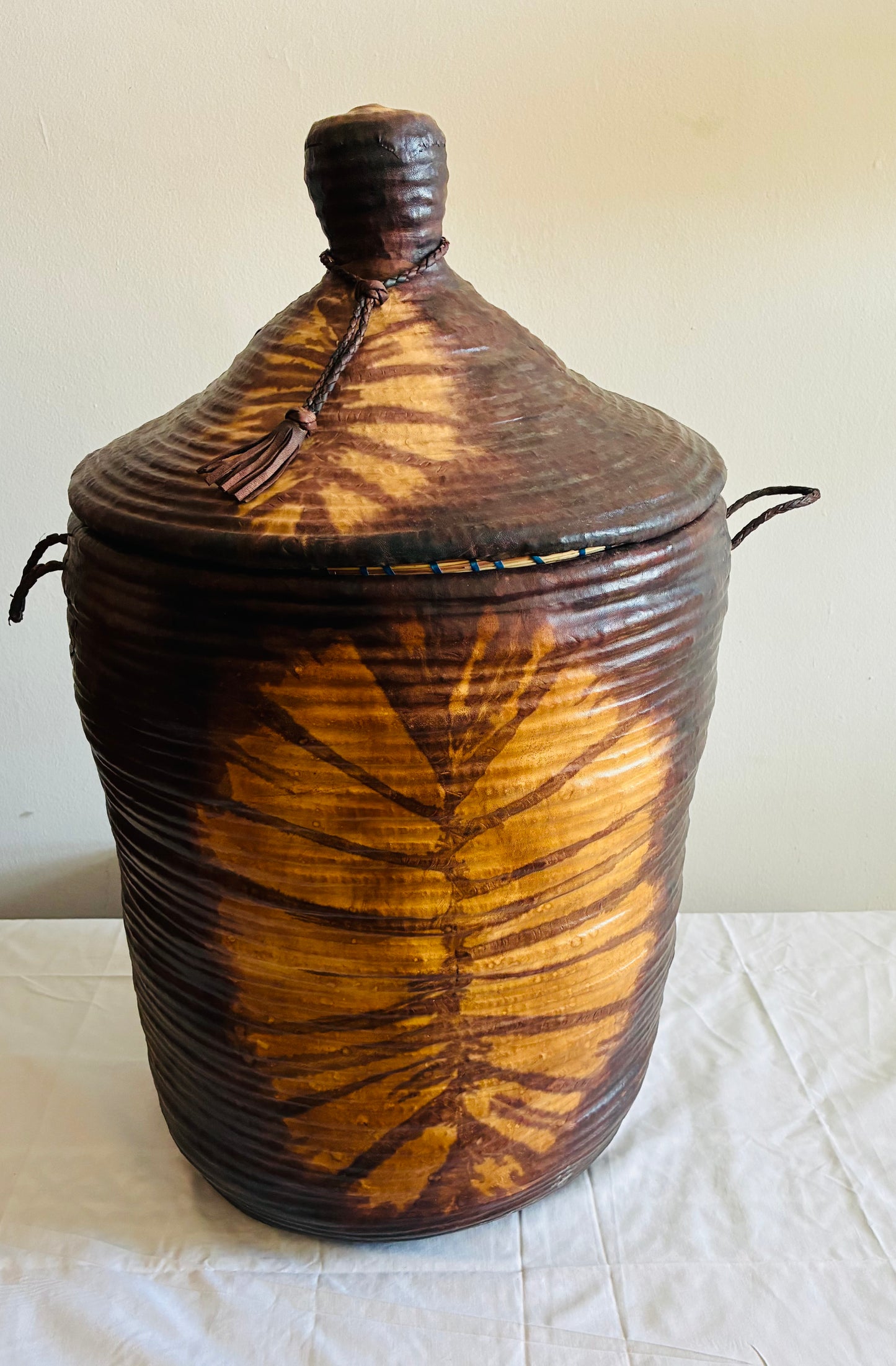 Senegalese genuine leather basket